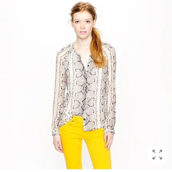 J.Crew Collection Snakeskin Print Silk Blouse - Picture 9 of 9